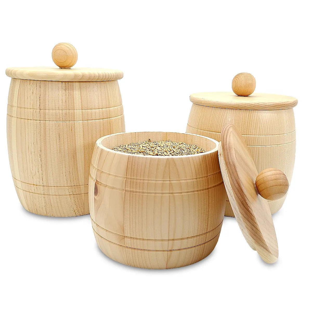 Wooden barrel with lid